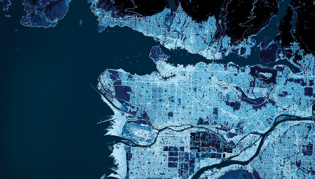 Satellite map of Vancouver area